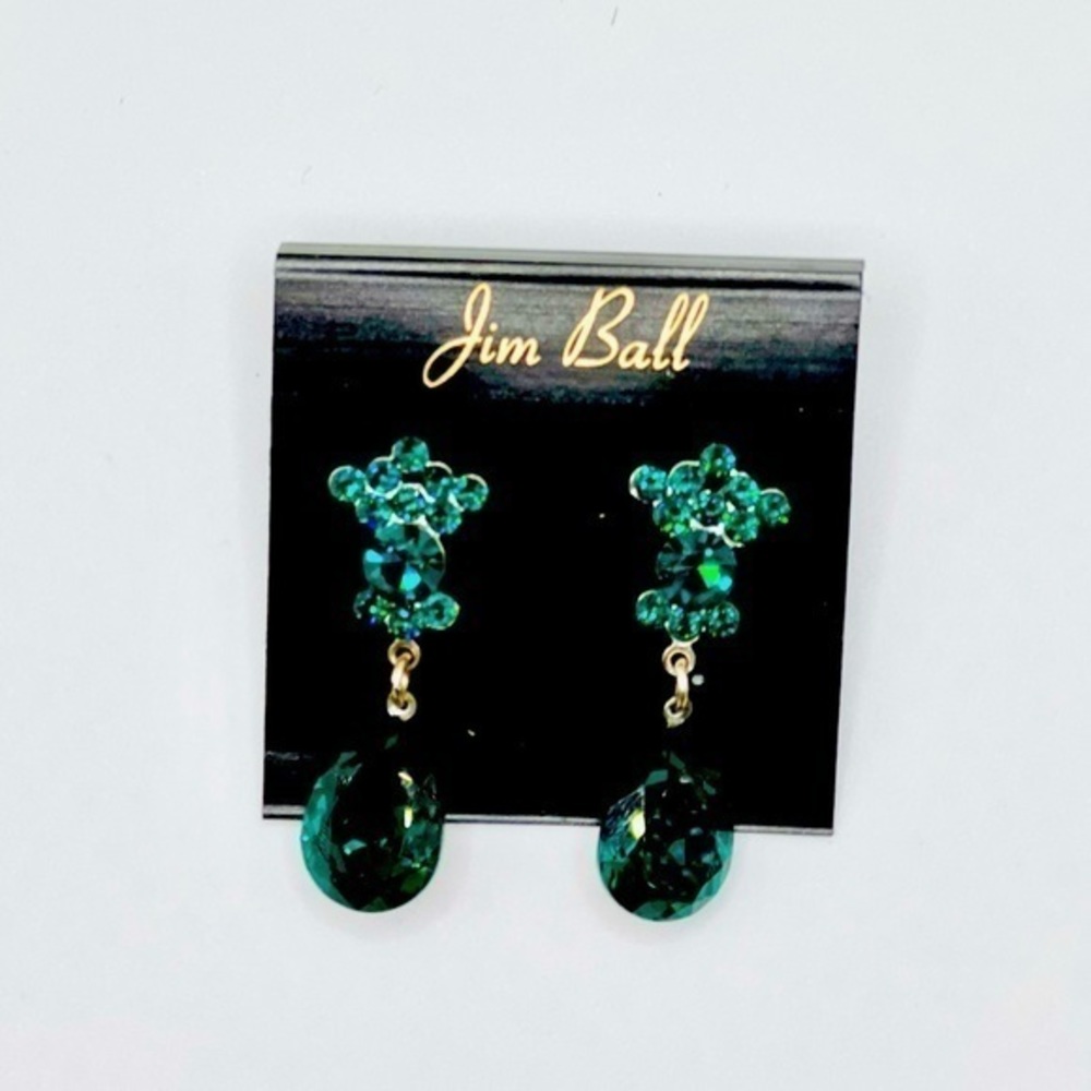 Jim Ball emerald green earrings new never worn
